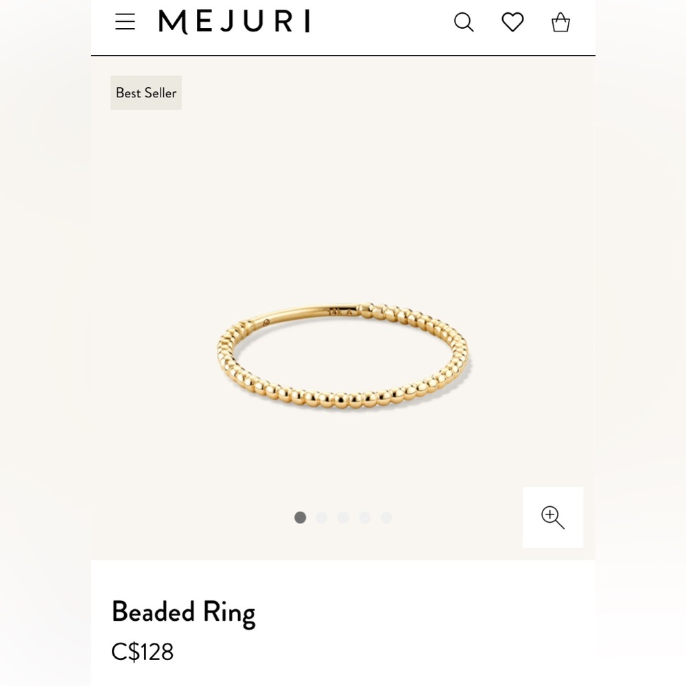 Mejuri beaded ring 14k solid gold size 7